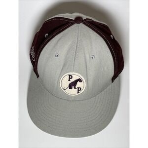 Stall & Dean Fitted Baseball Cap Grey Burgundy Panther PP Logo Hat Size 7 1/8
